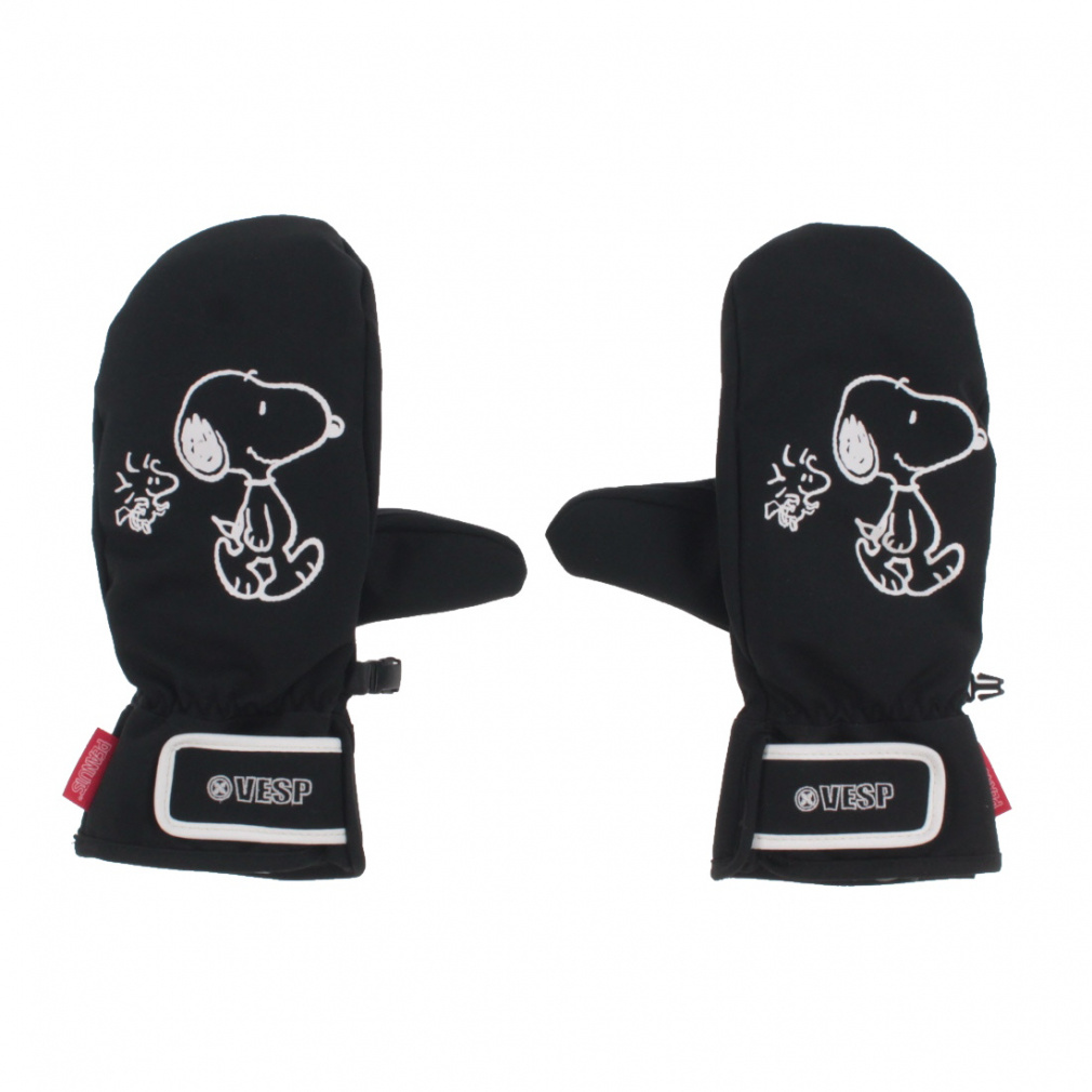 PEANUTS スキー用ミトン ブラック S ベスプ PEANUTS COLLABORATION TWILL MITTEN SNMG1042 スノーボード