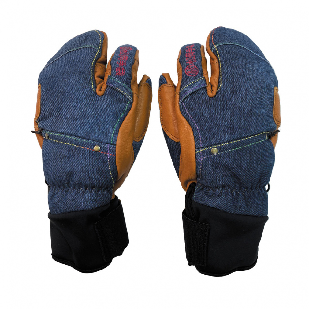 マツオカグローブ メンズ スキー グローブ ESK-2130 Extream Ride デニム_ ESK-2330D : ダークブルー×レッドブラウン MATSUOKA GLOVE