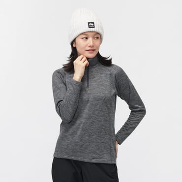 レディース裏グリット ジップタートルシャツ