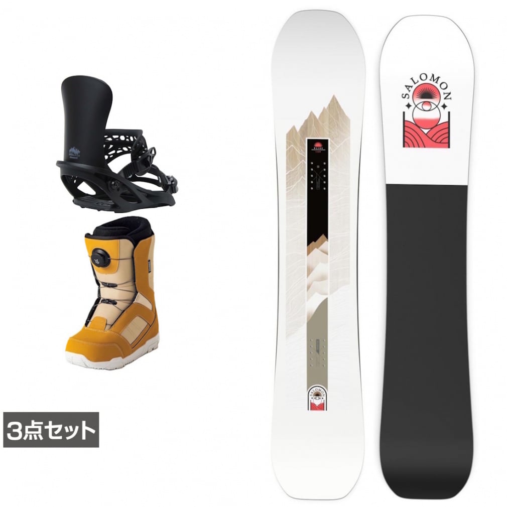 サロモン BLISS SMU ＆ アンリミット ＆ JAFFE ジャフィ ブラウン 板＋ビンディング＋ブーツセット 3点セット(141cm-23.0cm)
