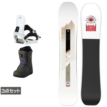 サロモン BLISS SMU ＆ KM CAUSE コーズ ＆ JAFFE ジャフィ カーキ 板＋ビンディング＋ブーツセット 3点セット