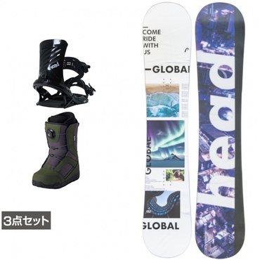 ヘッド GLOBAL ＆ FX ONE ＆ JAFFE カーキ 板＋ビンディング＋ブーツセット 3点セット