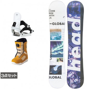 ヘッド GLOBAL ＆ CAUSE ＆ JAFFE ブラウン 板＋ビンディング＋ブーツセット 3点セット