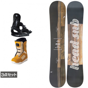ヘッド GLOBAL nature ＆ KM コーズ ＆ JAFFE ジャフィ ブラウン 板＋ビンディング＋ブーツセット 3点セット
