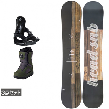 ヘッド GLOBAL nature ＆ KM コーズ ＆ JAFFE ジャフィ カーキ 板＋ビンディング＋ブーツセット 3点セット