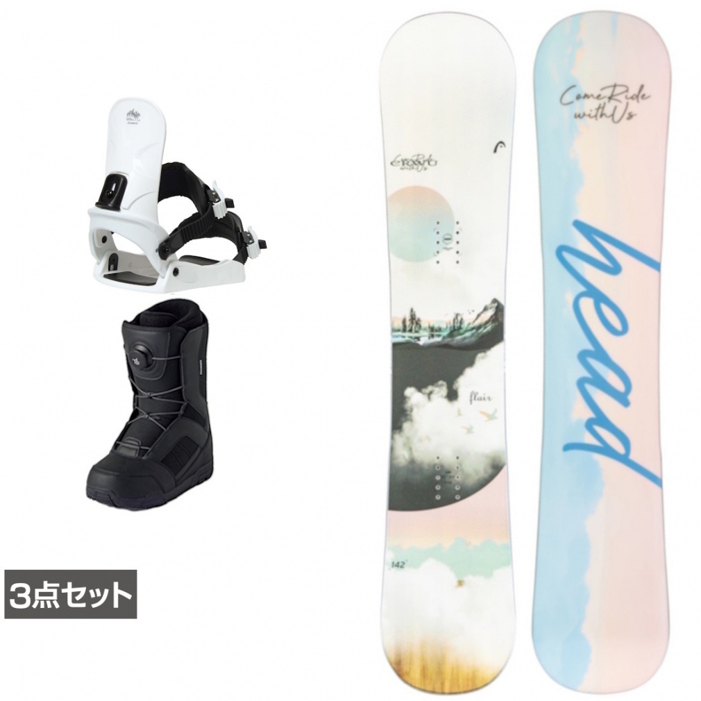 スノーボード　スノボ　HEAD　FLAIR　ビンディング　IGNIO　レディース ヘッド FLAIR ＆ CAUSE ＆ JAFFE ジャフィ ブラック 板＋ビンディング
