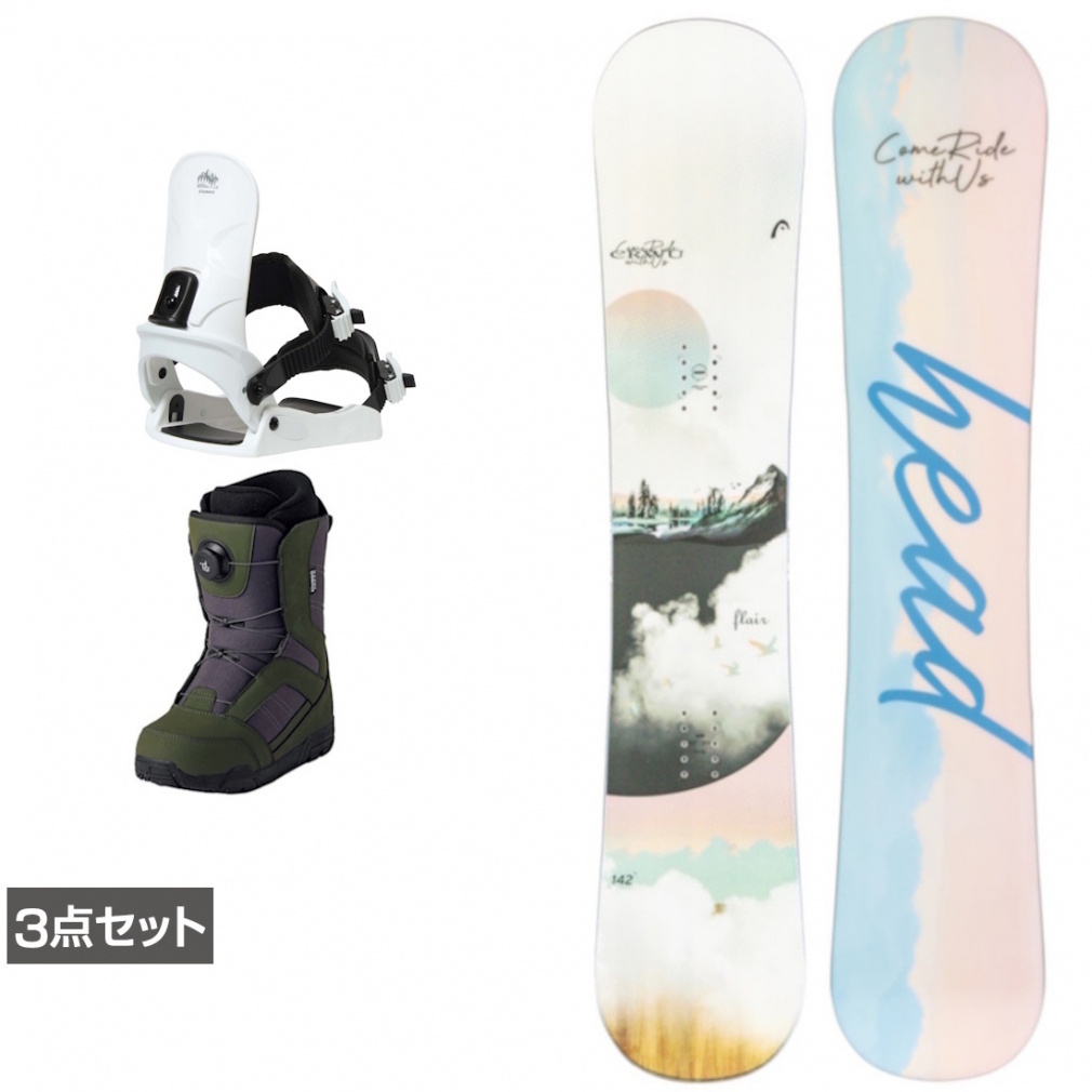 ヘッド FLAIR ＆ CAUSE ＆ JAFFE ジャフィ カーキ 板＋ビンディング＋