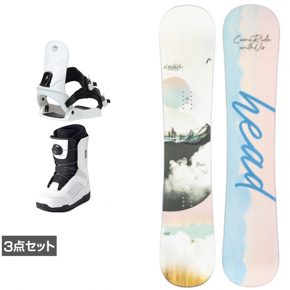ヘッド FLAIR leap ＆ CAUSE ＆ JAFFE ホワイト 板＋ビンディング＋