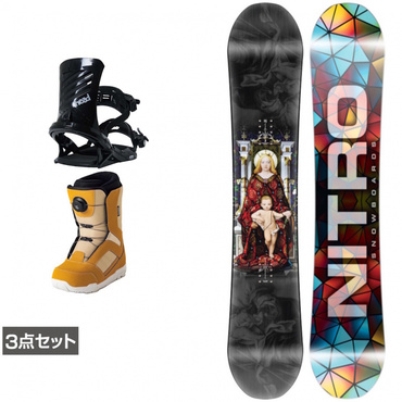 ナイトロ DEMAND LTD GULLWING ＆ FX ONE ＆ JAFFE ジャフィ ブラウン 板＋ビンディング＋ブーツセット 3点セット