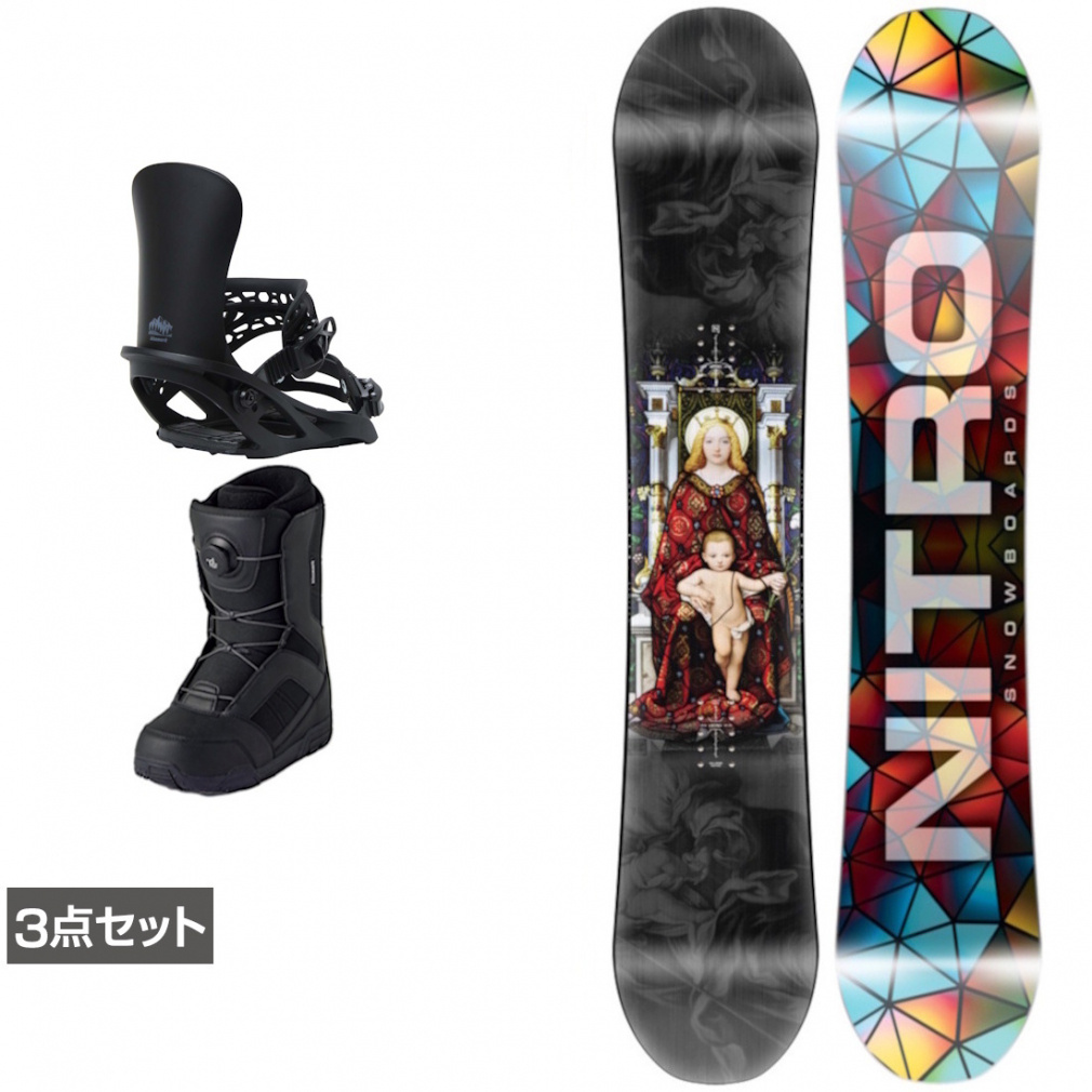 ナイトロ DEMAND LTD GULLWING ＆ アンリミット ＆ JAFFE ジャフィ ブラック 板＋ビンディング＋ブーツセット 3点セット(149cm-23.0cm)