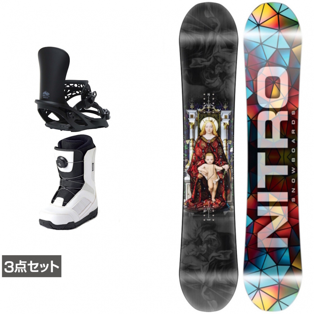 ナイトロ DEMAND LTD GULLWING ＆ アンリミット ＆ JAFFE ジャフィ ホワイト 板＋ビンディング＋ブーツセット 3点セット(146cm-23.0cm)