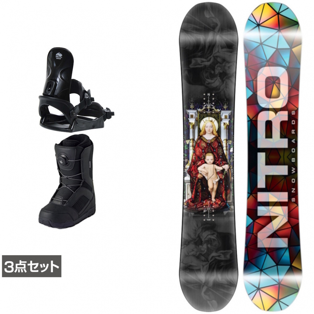 ナイトロ DEMAND LTD GULLWING ＆ コーズ ＆ JAFFE ジャフィ ブラック 板＋ビンディング＋ブーツセット 3点セット(152cm-23.0cm)
