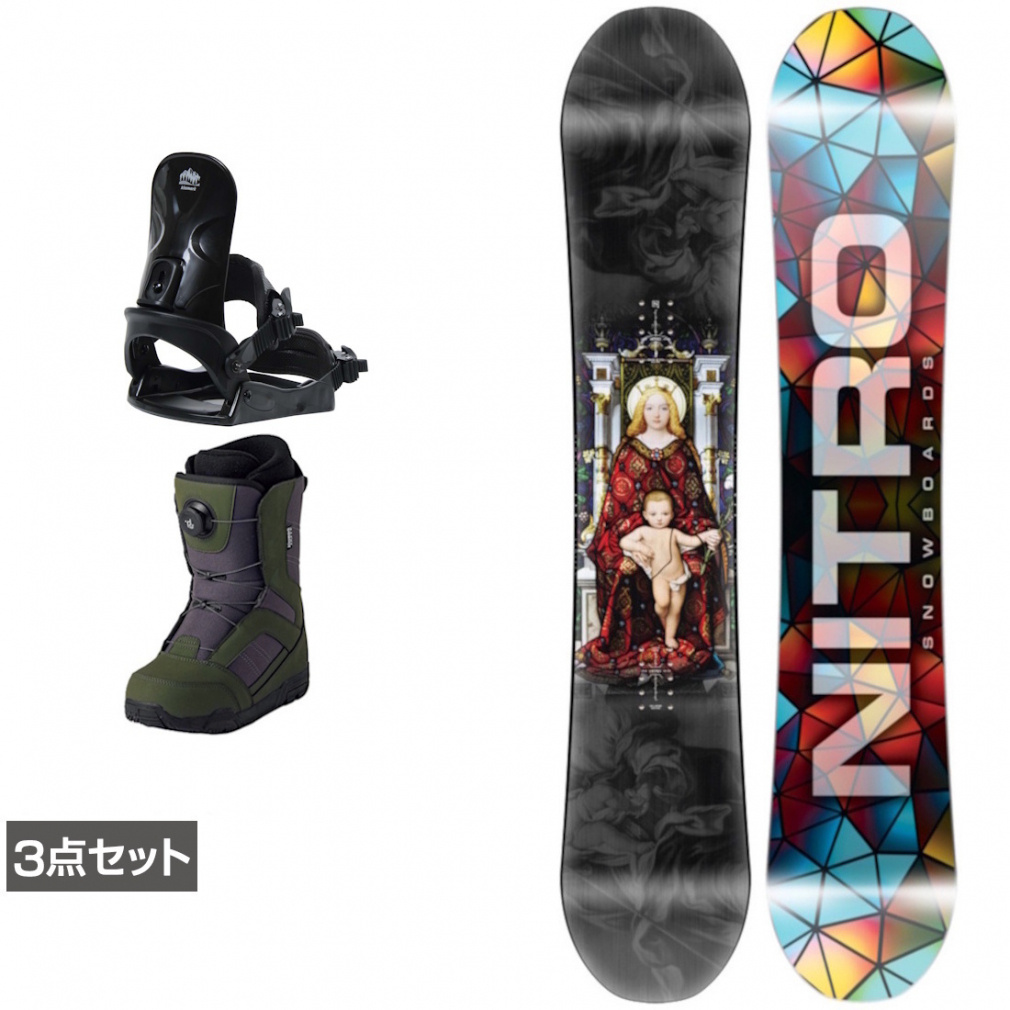 ナイトロ DEMAND LTD GULLWING ＆ コーズ ＆ JAFFE ジャフィ カーキ 板＋ビンディング＋ブーツセット 3点セット(142cm-23.0cm)