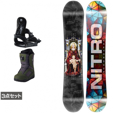 ナイトロ DEMAND LTD GULLWING ＆ コーズ ＆ JAFFE ジャフィ カーキ 板＋ビンディング＋ブーツセット 3点セット
