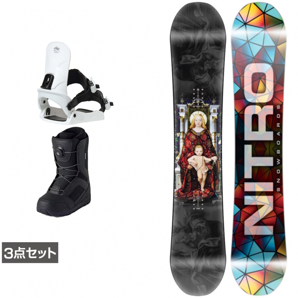 ナイトロ DEMAND LTD GULLWING ＆ CAUSE ＆ JAFFE ジャフィ ブラック 板＋ビンディング＋ブーツセット 3点セット(138cm-23.0cm)