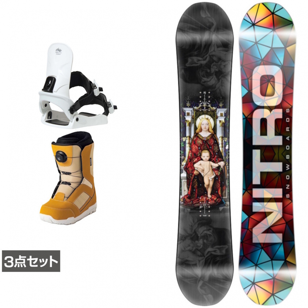 ナイトロ DEMAND LTD GULLWING ＆ CAUSE ＆ JAFFE ジャフィ ブラウン 板＋ビンディング＋ブーツセット 3点セット(142cm-23.0cm)
