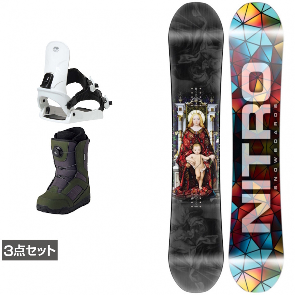 ナイトロ DEMAND LTD GULLWING ＆ CAUSE ＆ JAFFE ジャフィ カーキ 板＋ビンディング＋ブーツセット 3点セット(146cm-23.0cm)