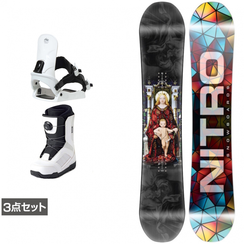 ナイトロ DEMAND LTD GULLWING ＆ CAUSE ＆ JAFFE ジャフィ ホワイト 板＋ビンディング＋ブーツセット 3点セット(146cm-23.0cm)