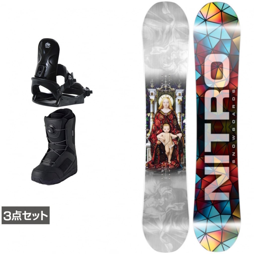 スノーボード セット ナイトロ DEMAND LTD CAM-OUT ＆ コーズ ＆ JAFFE ブラック 板＋