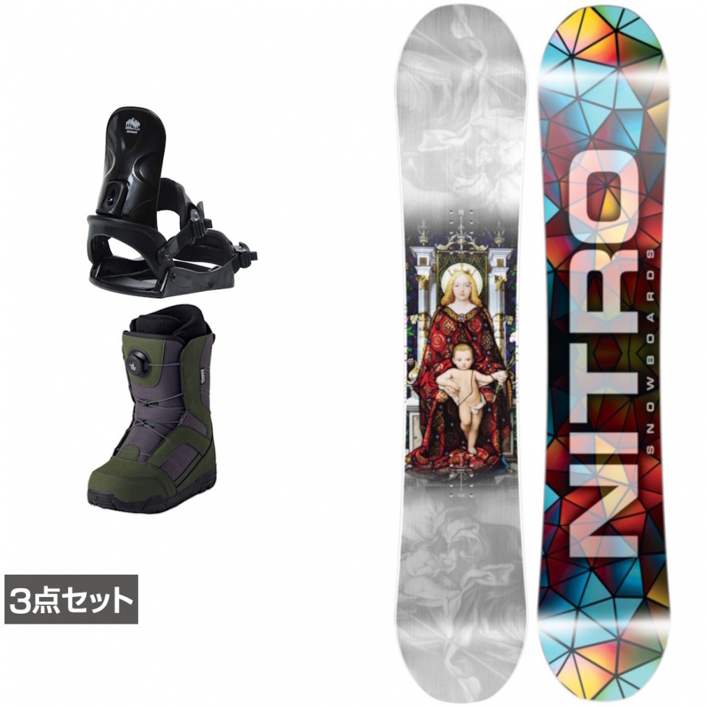 ■■12月・1月限定■送料無料■NITRO■メンズスノボセット■155/27■■ ナイトロ DEMAND LTD CAM-OUT ＆ コーズ ＆ JAFFE カーキ 板＋