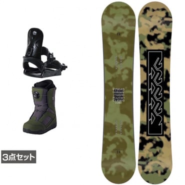 ケーツー STANDARD CAMBER ＆ コーズ ＆ JAFFE ジャフィ カーキ 板＋ビンディング＋ブーツセット 3点セット