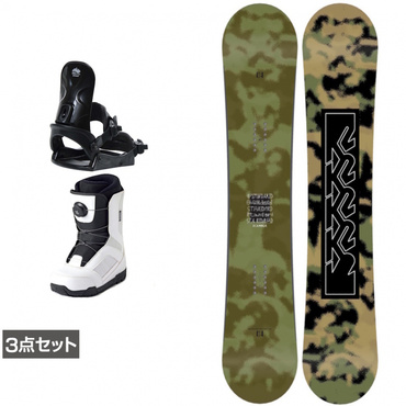 ケーツー STANDARD CAMBER ＆ コーズ ＆ JAFFE ジャフィ ホワイト 板＋ビンディング＋ブーツセット 3点セット