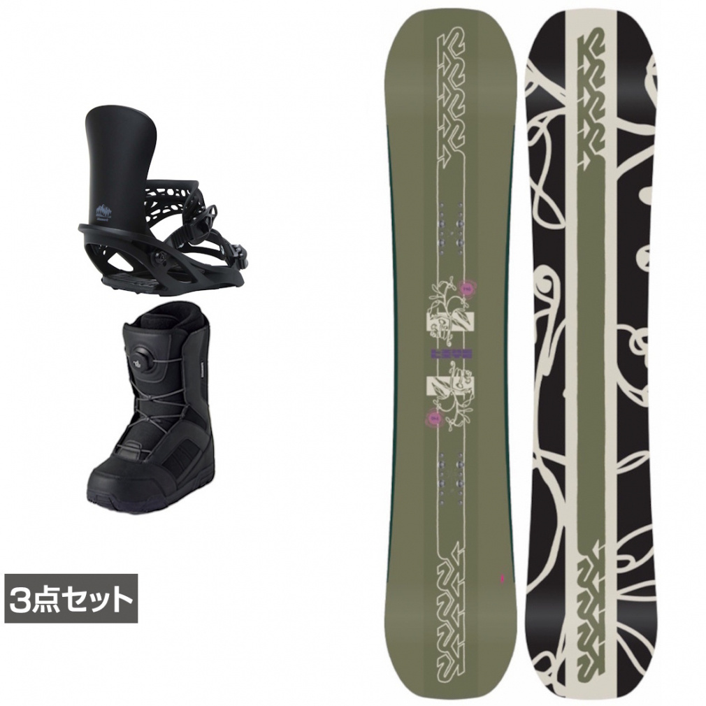 ケーツー LIME LITE ＆ アンリミット ＆ JAFFE ジャフィ ブラック 板＋ビンディング＋ブーツセット 3点セット(142cm-23.0cm)