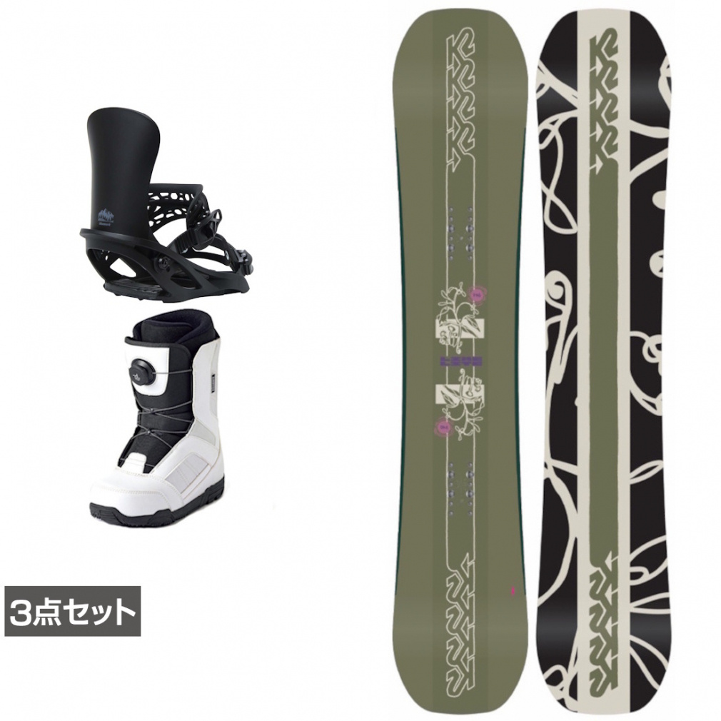 ケーツー LIME LITE ＆ アンリミット ＆ JAFFE ジャフィ ホワイト 板＋ビンディング＋ブーツセット 3点セット(138cm-23.0cm)