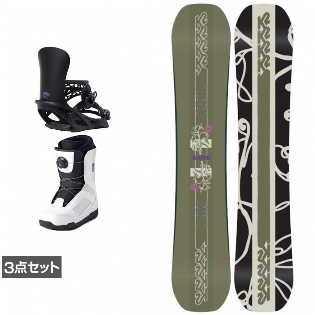 ケーツー LIME LITE ＆ アンリミット ＆ JAFFE ジャフィ ホワイト 板＋ビンディング＋ブーツセット 3点セット(142cm-23.0cm)
