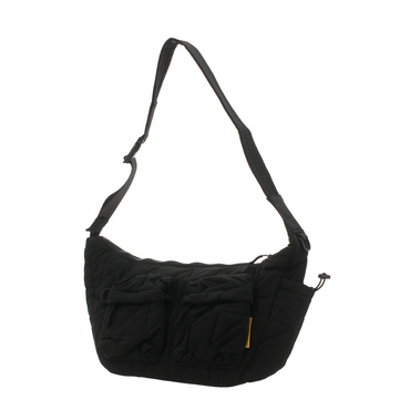 SQUARE PADDED W-POCKET SHOULDER BAG BK