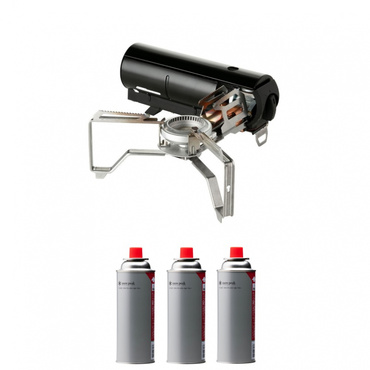 HOME＆CAMP バーナー ブラック ＆ ギガパワーガスCBブタン 3本 セット