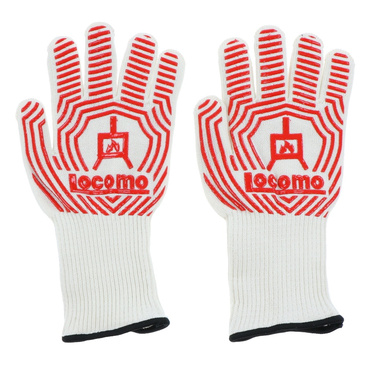 BBQ耐火 耐熱グローブ(ホワイト×レッド)(--FREE)