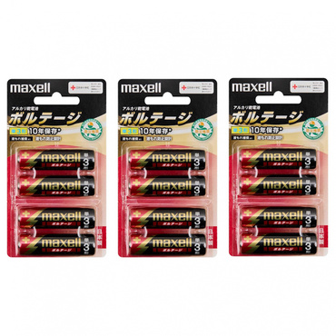 マクセル アルカリ乾電池ボルテージ単3×4本 3パックセット