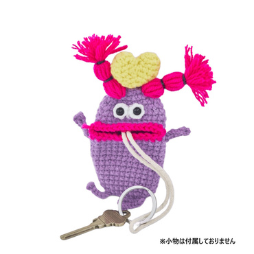 macaroni edge 毛糸キーケース モンスターツインテール パープル