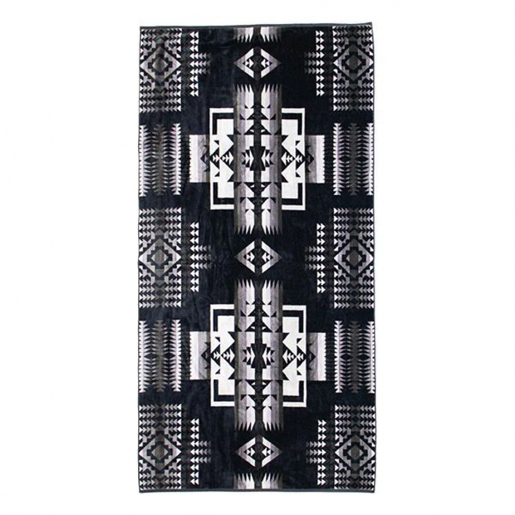 �y���h���g�� Oversize Custom Jacquard Towels 19373185 55361 �u�����P�b�g/�唻�^�I�� : Chief Joseph Black PENDLETON