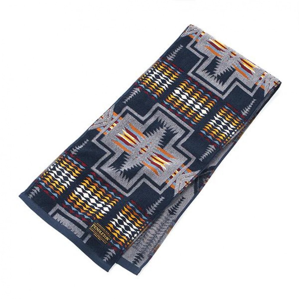 �y���h���g�� ����Embossed Multi Long Towel Harding Navy 19370037 �L�����v �^�I�� PENDLETON
