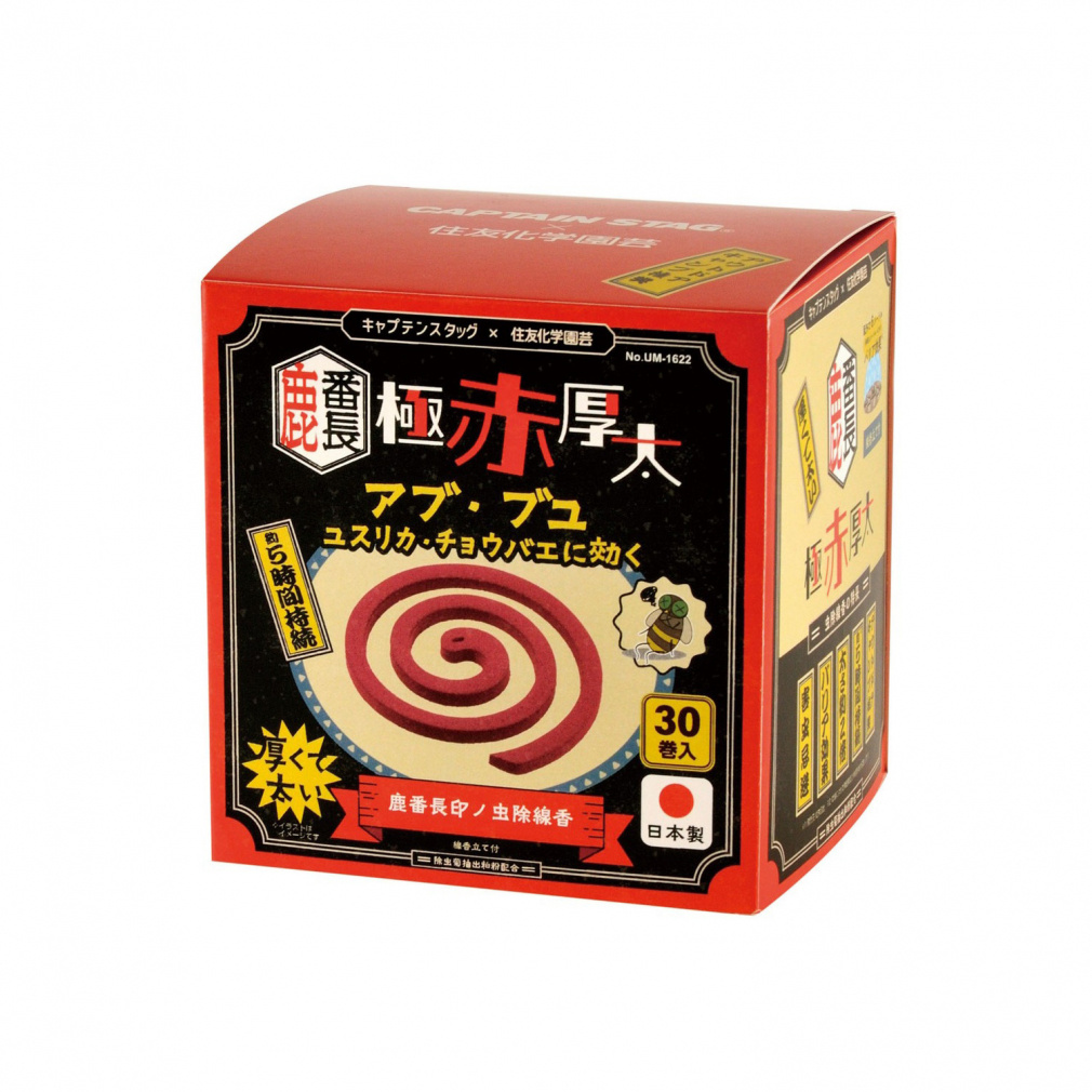 鹿番長印ノ虫除線香 極赤厚太(アブ・ブユ除けタイプ) CS×住友化学園芸(--FREE)