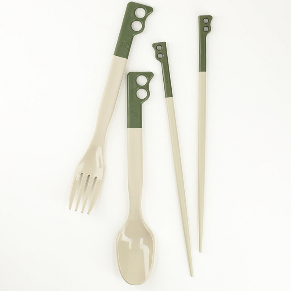 チャムス キャンパーカトラリーセット CH62-1734 M103 キャンプ 食器 テーブルウェア スプーン フォーク 箸 : Olive/Gray CHUMS