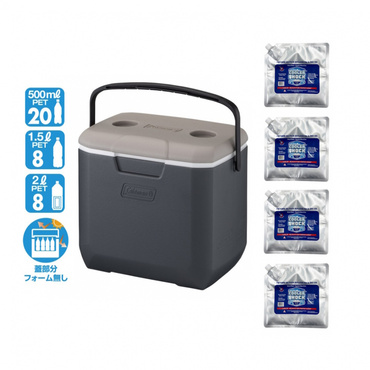 【アルペン限定】 コールマン COOLER 30QT AP20 LIGHT GRAY JAPAN ＆ COOLER SHOCK Mサイズ 4個セット