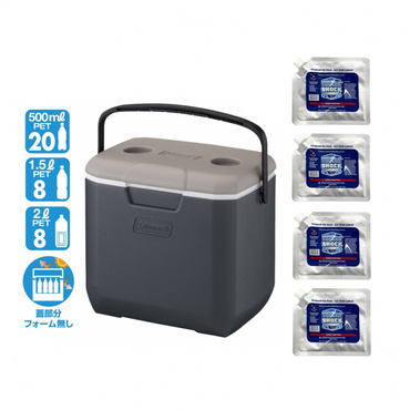 【アルペン限定】 コールマン COOLER 30QT AP20 LIGHT GRAY JAPAN ＆ COOLER SHOCK Sサイズ 4個セット
