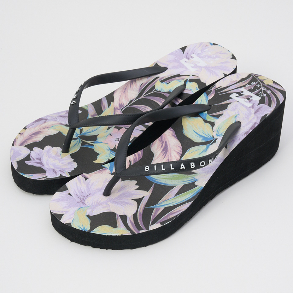 2025春夏 ビラボン FLIP FLOPS PLATFORM PRINT BF013932 MUL レディース マリン ビーチサンダル : ブラック BILLABONG