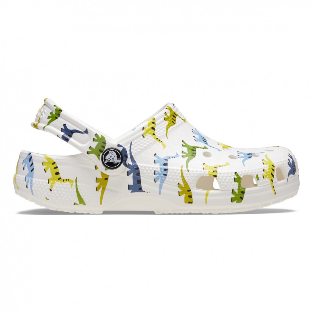 クロックス Kids Classic Character Print Clog キッズ プリント クロッグ 209695 9DH ジュニア 子供 クロッグサンダル : ホワイト×グリーン crocs