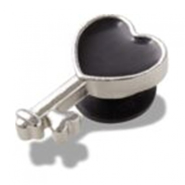 Silver and Black Heart Key