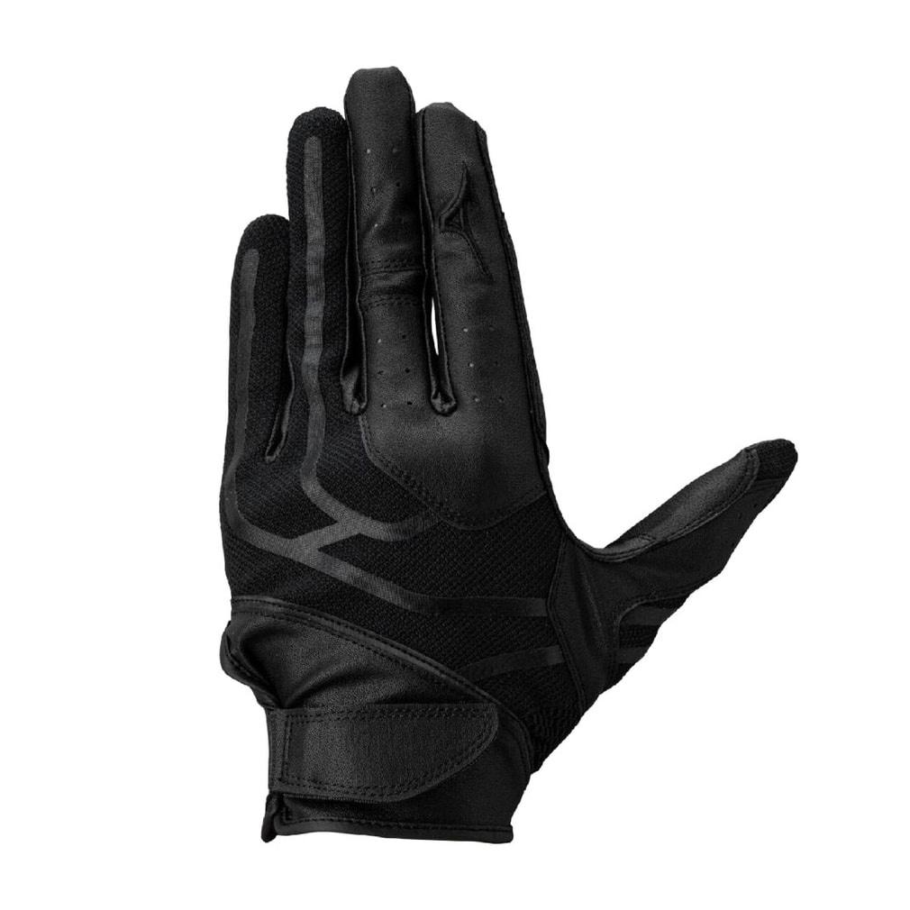 【ミズノプロ】守備手袋 パッド付 左手用 高校野球ルール対応モデル(ブラック×ブラック-S)