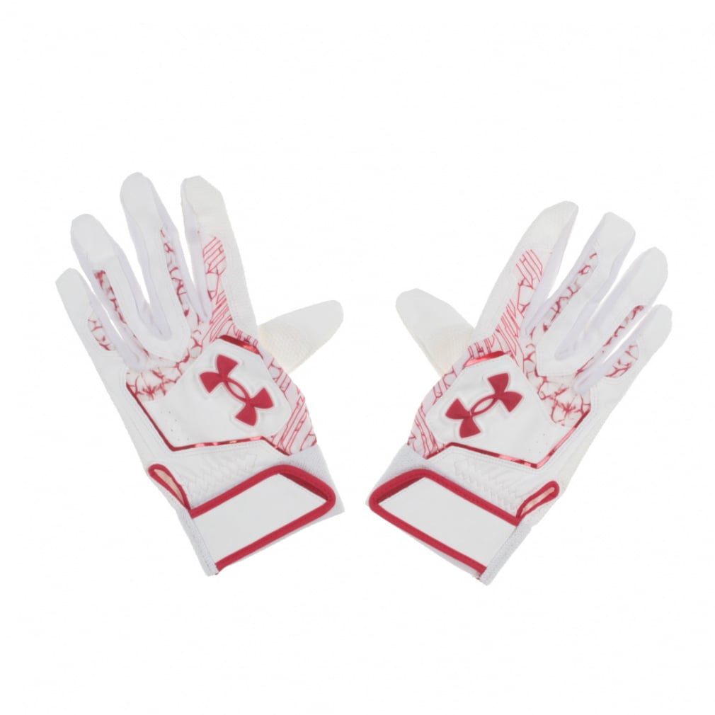 UAクリーンアップ バッティンググローブ(ホワイト×レッド-S)