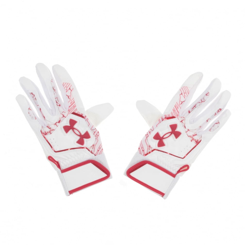 UAクリーンアップ バッティンググローブ(ホワイト×レッド-M)