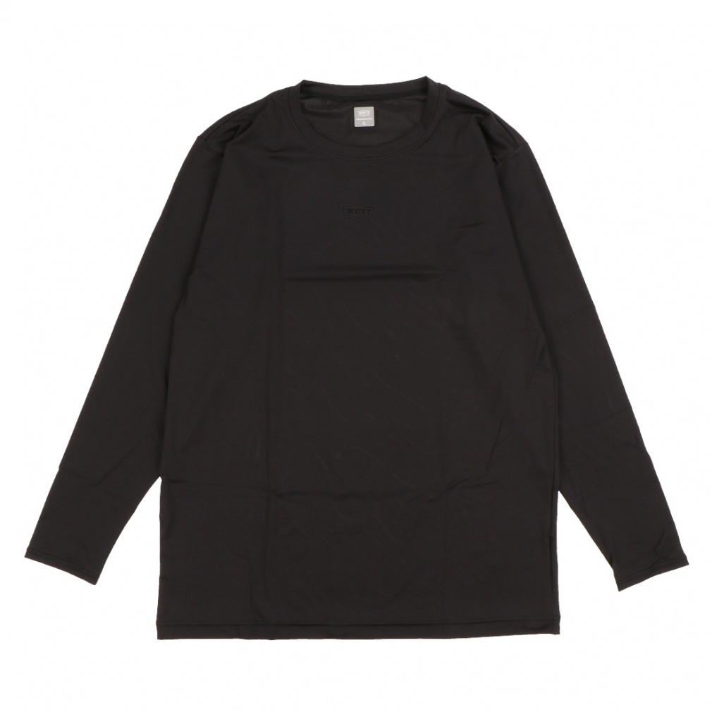 消臭 ライトフィットアンダーシャツ クルーネック長袖(ブラック-S)