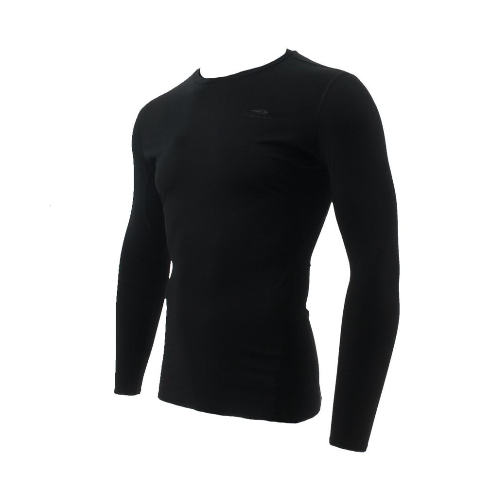 icoolコンプレッションインナー 長袖クルーネック(ブラック-S)