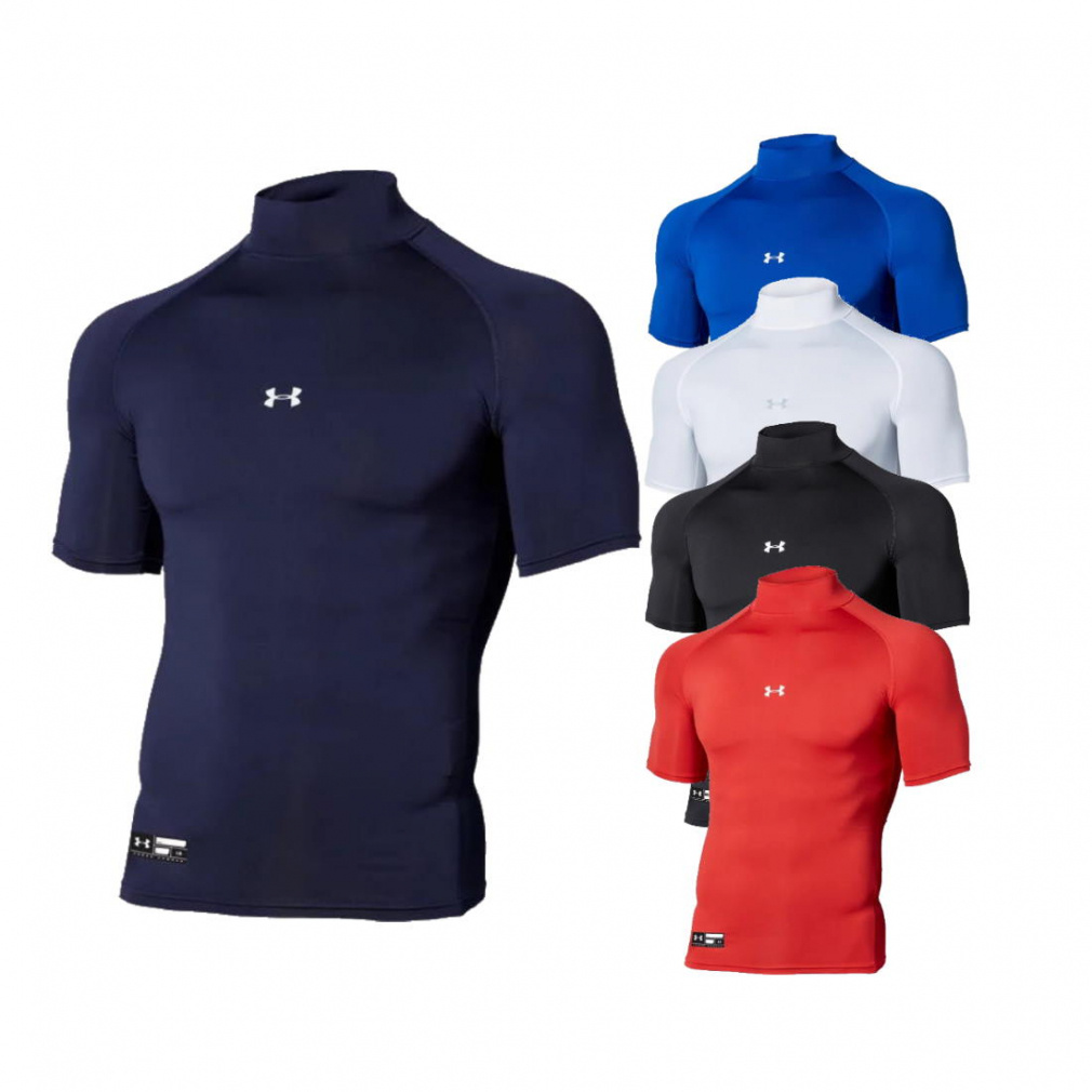 UA HEATGEAR ARMOUR COMPRESSION SHORTSLEEVE MOCK(ネイビー-S　メンズ)