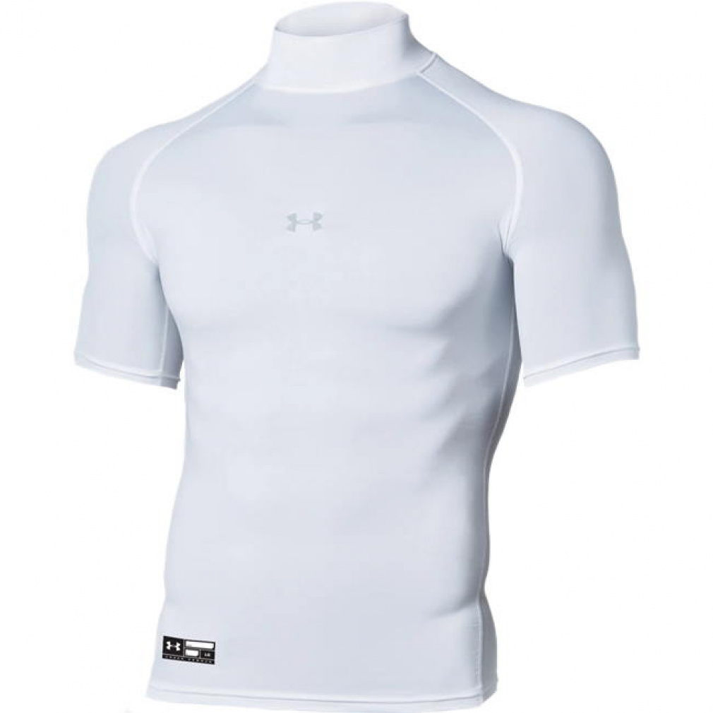 UA HEATGEAR ARMOUR COMPRESSION SHORTSLEEVE MOCK(ホワイト-S　メンズ)